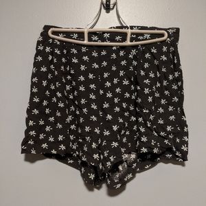 Cotton Palm Tree Print High Waisted Shorts